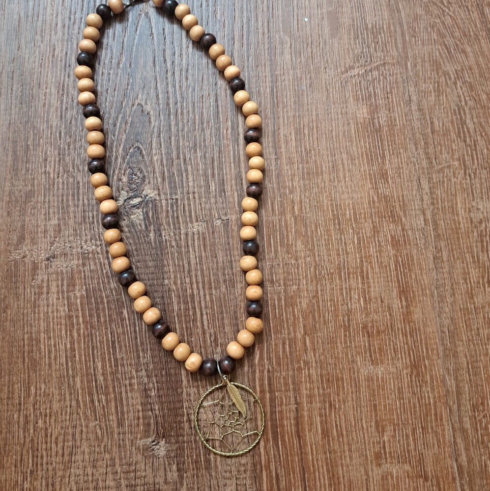 Vintage Native American Dreamcatcher Feather necklace